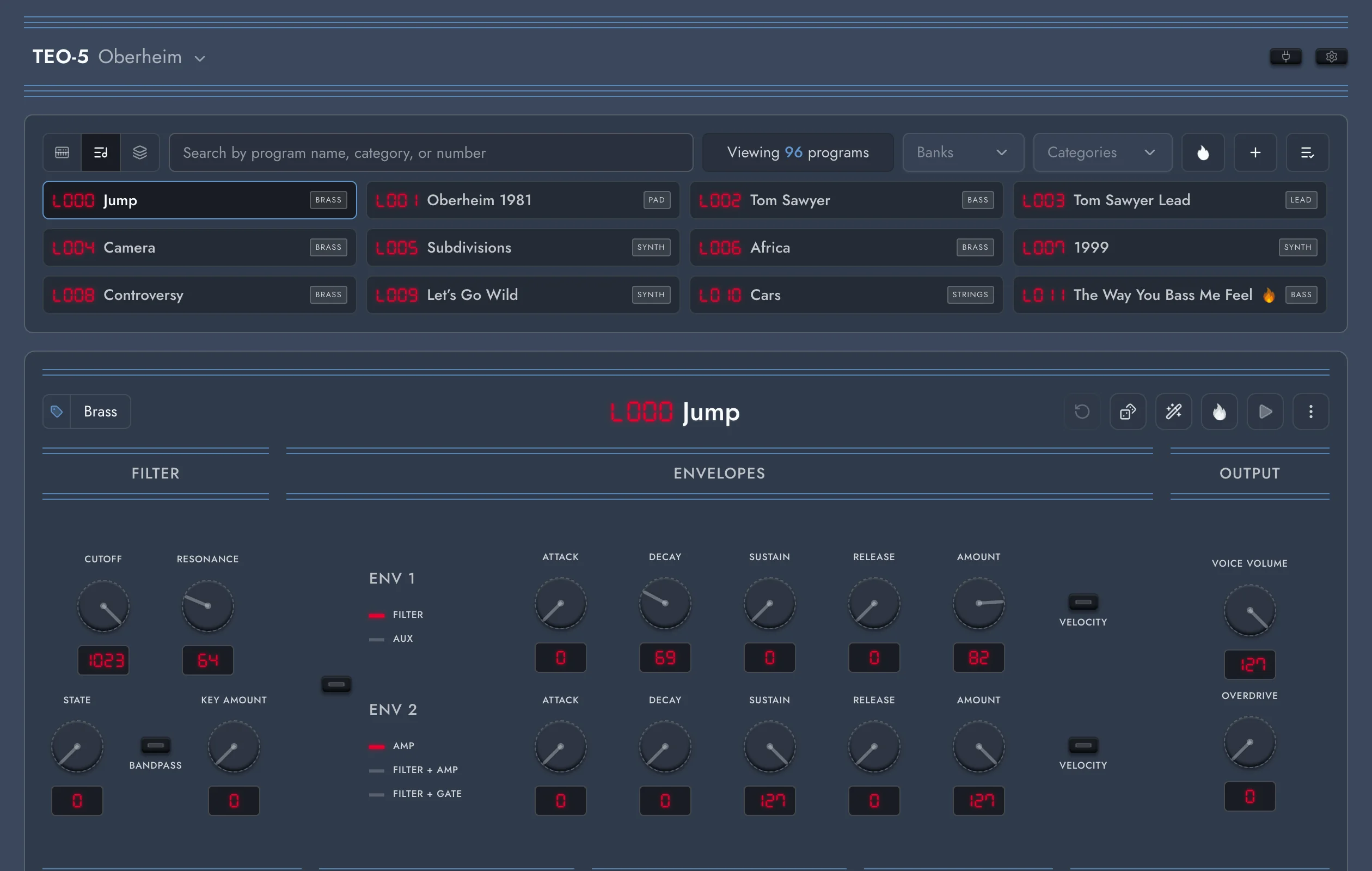 Shared sound library viewed from the TEO-5 workspace